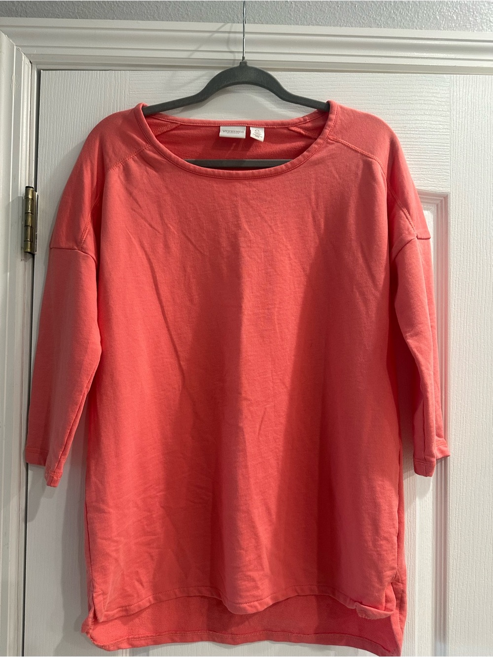 Chico's Coral Boat-Neck 3/4 Sleeve Pullover